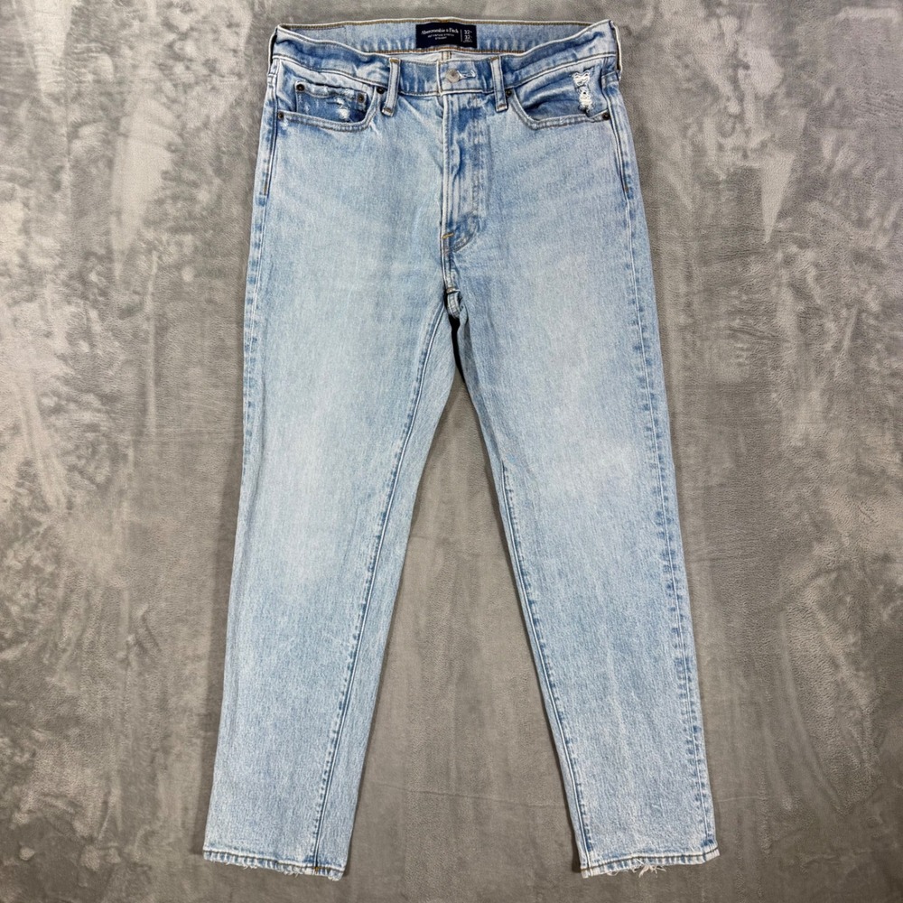 Abercrombie & Fitch Vintage Stretch Straight Jeans Men's 32x32 Blue Light Wash